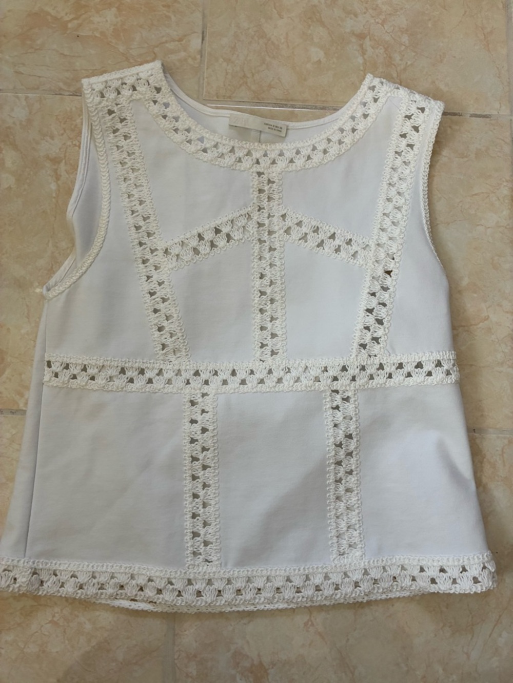 Zara White Crochet-Detail Tank